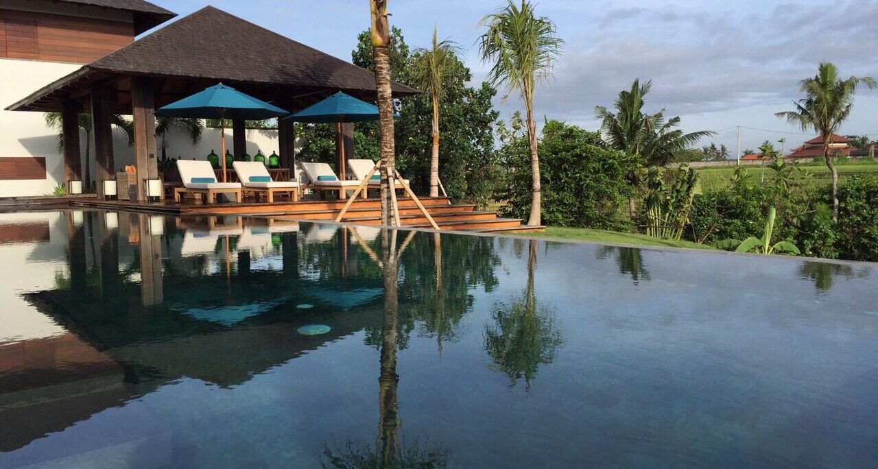 Ambalama Villa - view over pool towards sunbed